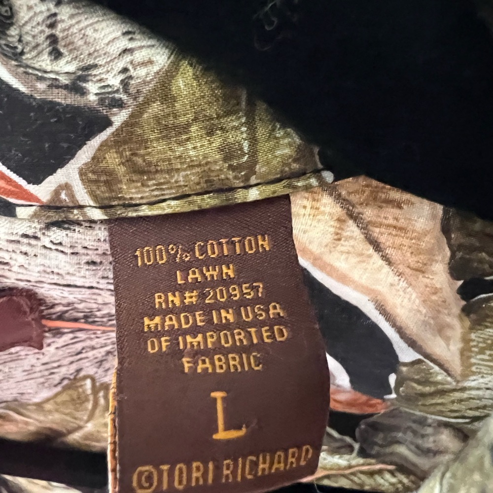 Tori Richard Large Cotton Lawn Hawaiian Shirt Made in USA Tropical Leaf Print - Picture 5 of 6